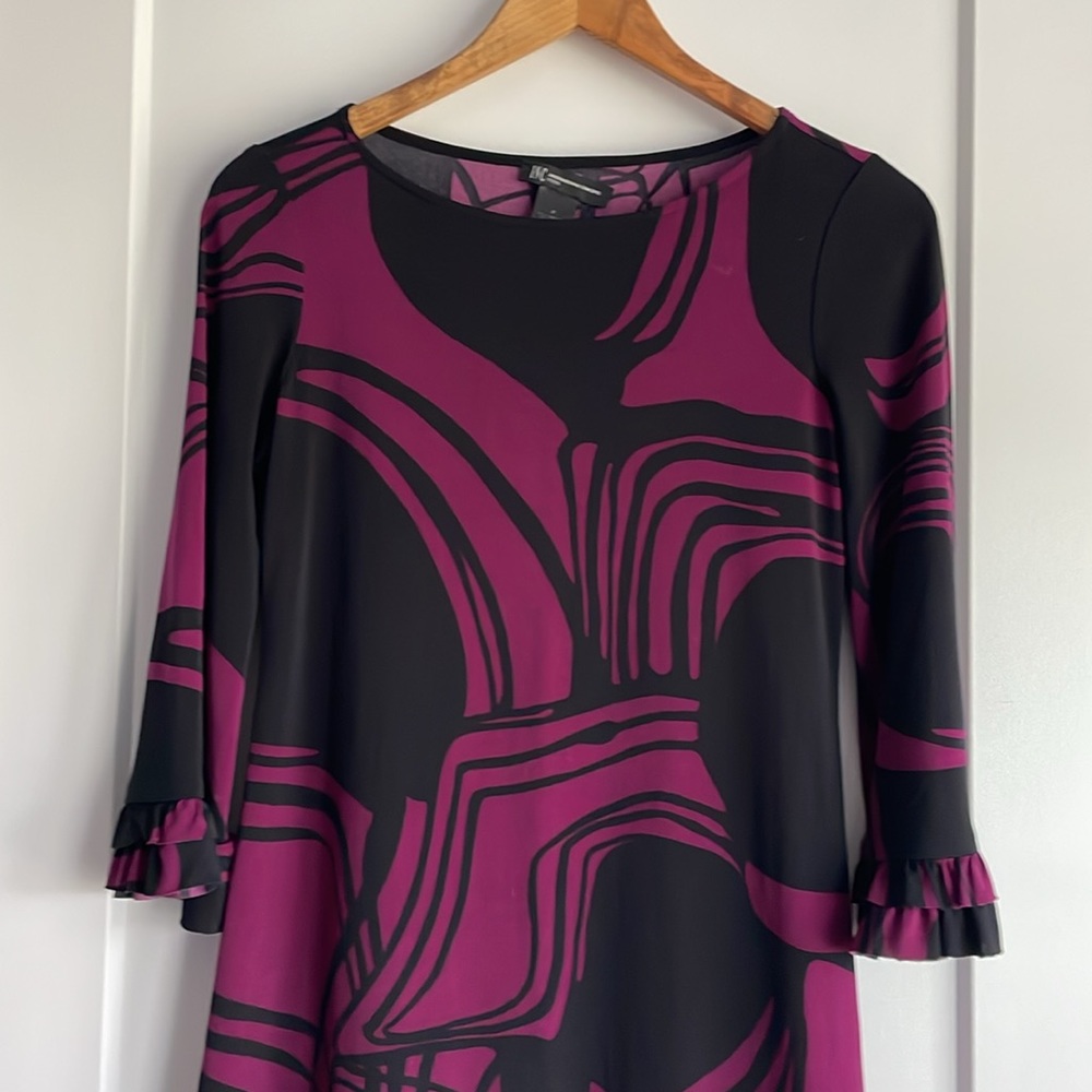 INC 3/4 Sleeve Dress Small Petite - Black Plum